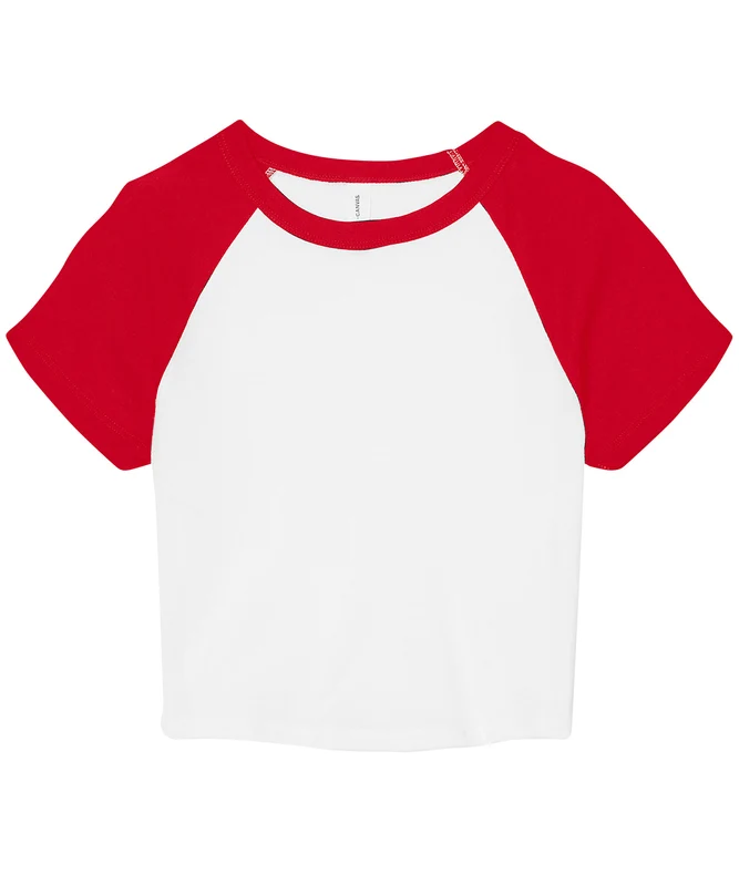 Bella Canvas Women's Micro Rib Raglan Baby T-Shirt WhiteRed / M