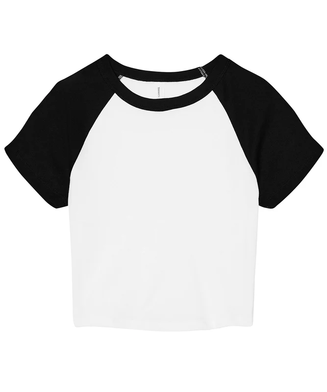 Bella Canvas Women's Micro Rib Raglan Baby T-Shirt WhiteBlack / M