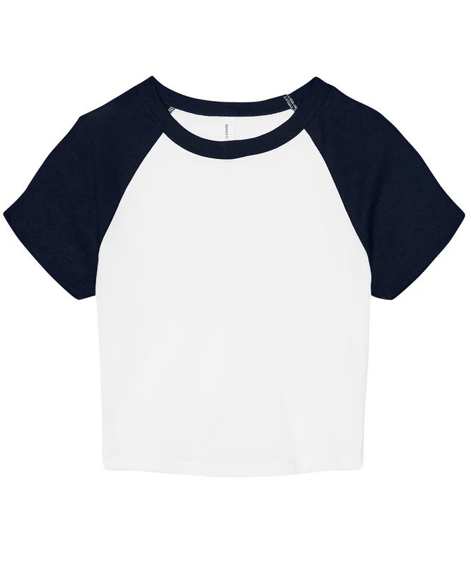 Bella Canvas Women's Micro Rib Raglan Baby T-Shirt WhiteNavy / XL