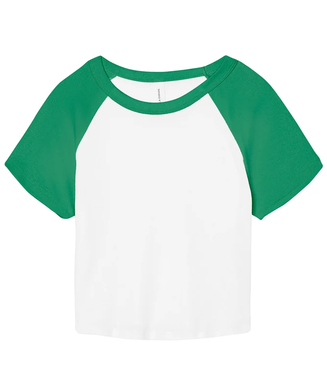 Bella Canvas Women's Micro Rib Raglan Baby T-Shirt WhiteKelly / L