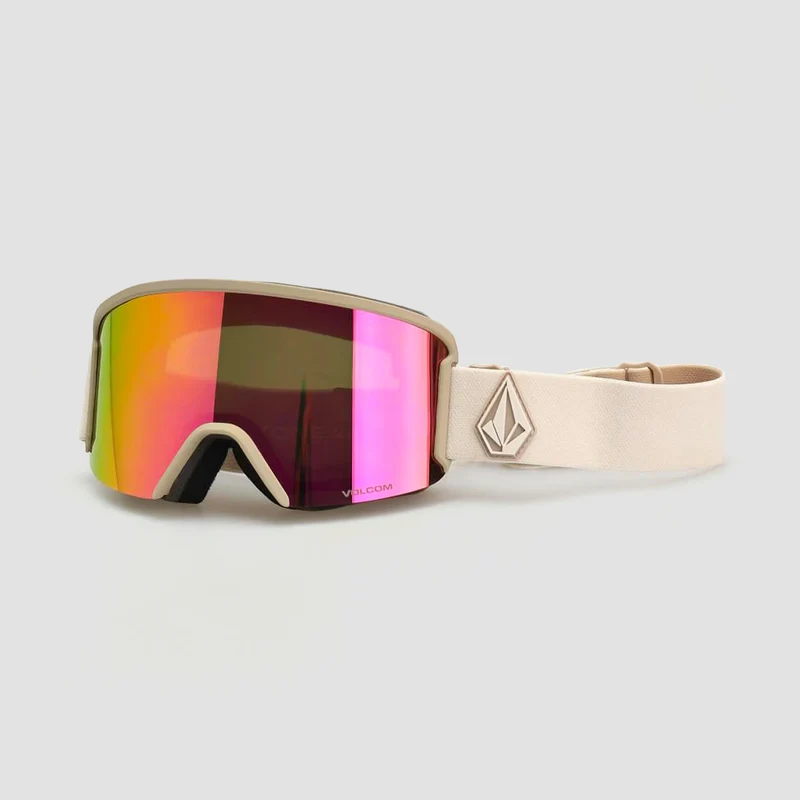 Volcom Garden Snow Goggles Khakiest/Sand/Pink Chrome + Bonus Lens Yellow Khakiest/Sand/Pink Chrome