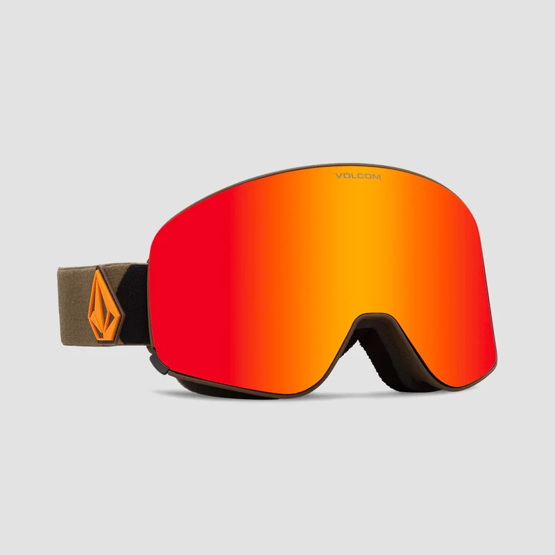 Volcom Odyssey Snow Goggles Military/Gold/Red Chrome + Bonus Lens Yellow Military/Gold/Red Chrome