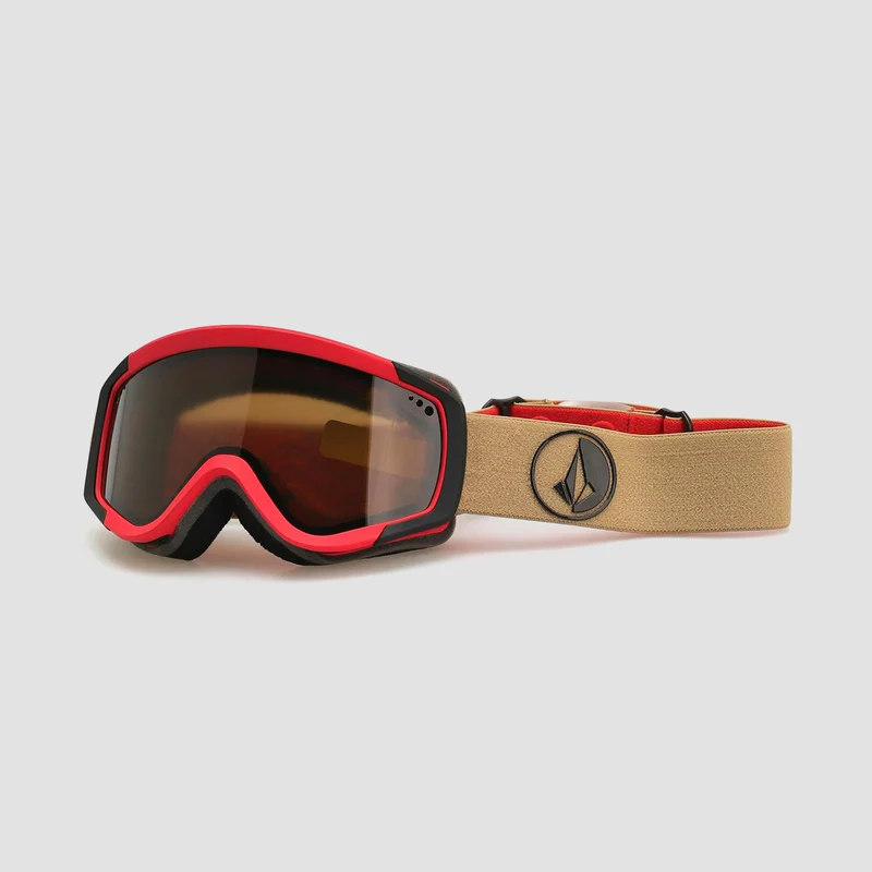 Volcom Attunga Youth Snow Goggles Orange Shock/Sand/Light Bronze + Bonus Lens Yellow - Kids Orange Shock/Sand/Light Bronze