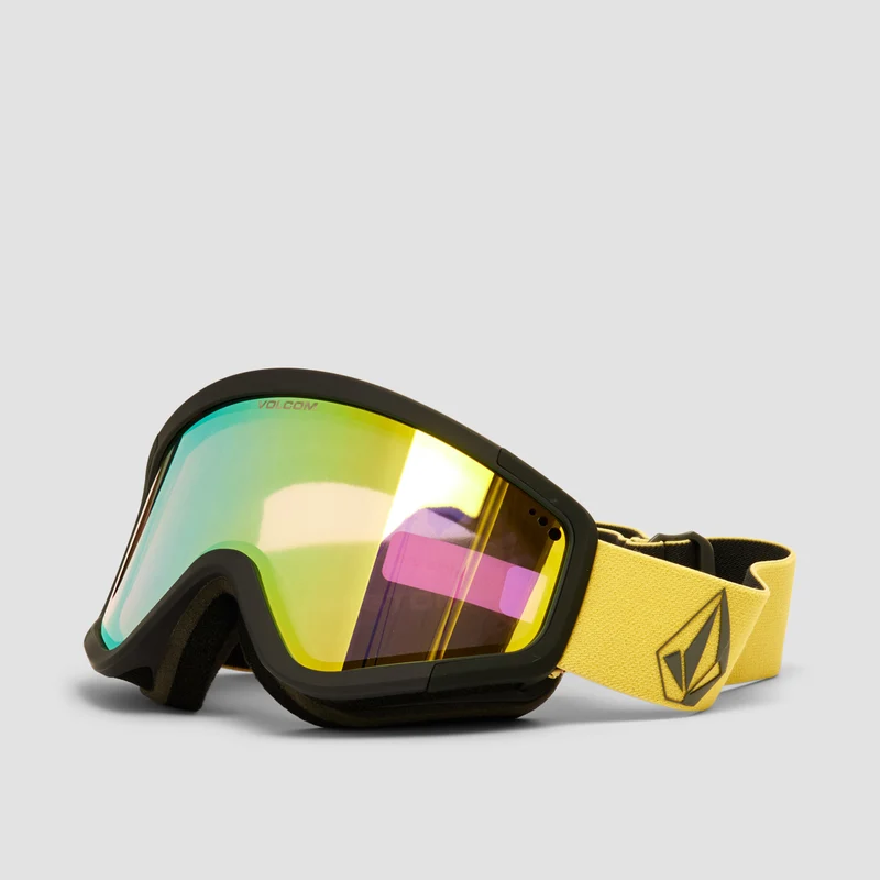 Volcom Attunga Snow Goggles Dark Yellow/Black/Gold Chrome + Bonus Lens Dark Grey Dark Yellow/Black/Gold Chrome