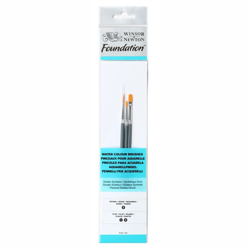 Kit Pincéis Winsor & Newton Foundation Sortidos Aquarela 3 Unidades