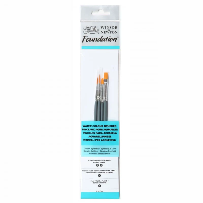 Kit Pincéis Winsor & Newton Foundation Sortidos Aquarela 4 Unidades