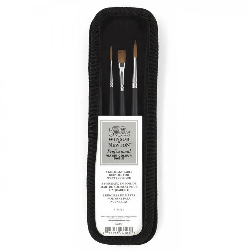 Kit Pincéis Winsor & Newton Watercolor Sable 3 Unidades