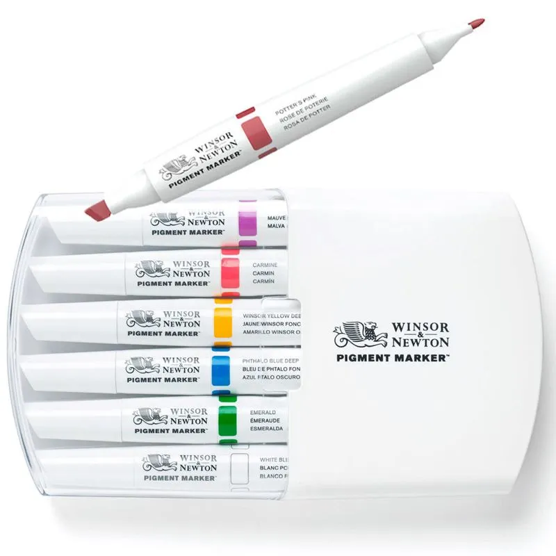 Marcador Pigment Market 6 Cores Tons Ricos Winsor & Newton
