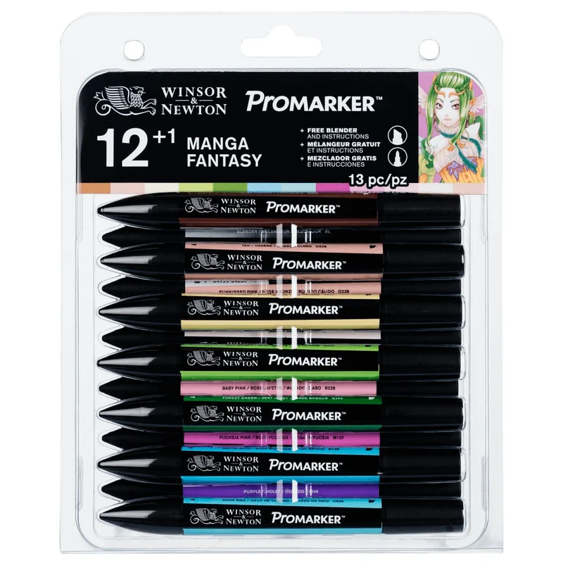Marcador Promarker Mangá Fantasy 12 Cores + Blender Winsor & Newton