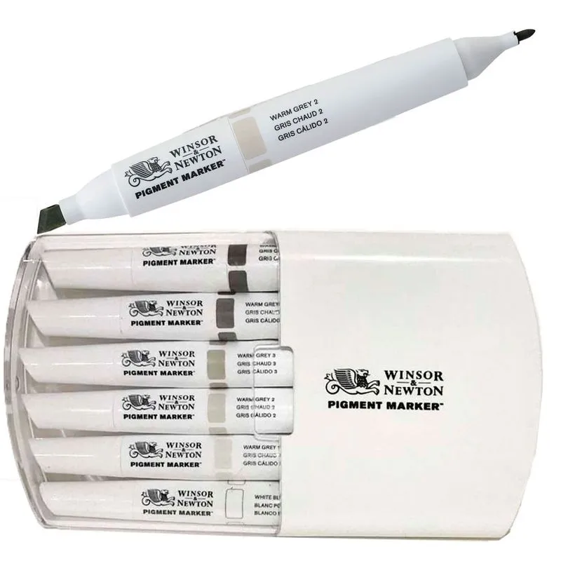 Marcador Pigment Market 6 Cores Tons Cinza Winsor & Newton