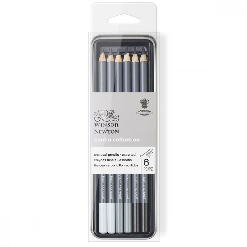 Lápis Carvão Winsor & Newton Studio Collection 6 Peças