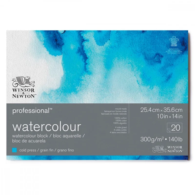 Bloco de Papel Para Aquarela Winsor & Newton Professional 300g/m² 26x36cm 20 Folhas