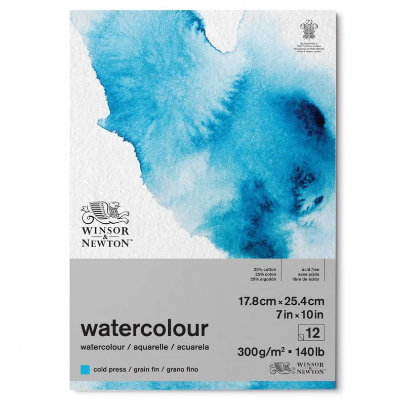 Bloco de Papel Para Aquarela Winsor & Newton TF 300g 17,8x25,4cm 12 Folhas