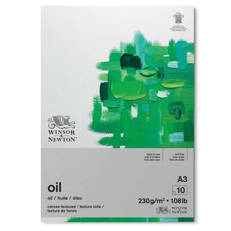 Bloco de Papel para Óleo Winsor & Newton 230g A3 10 Folhas Textura de Linho