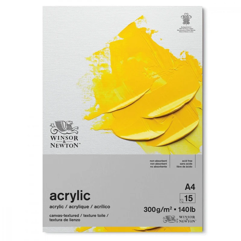 Bloco de Papel para Acrílica Winsor & Newton 300g A4 15 Folhas Branco Natural