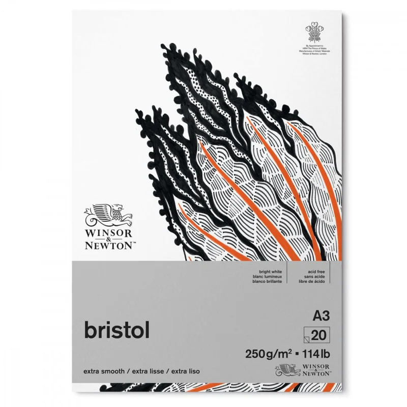 Bloco de Papel Winsor & Newton Bristol 250g A3 20 Folhas Textura Lisa