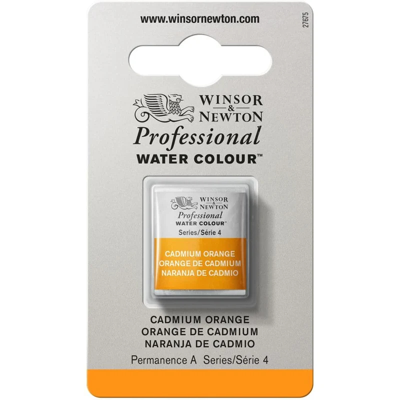 Tinta Aquarela Profissional Winsor & Newton Pastilha S4 S4 089 Cadmium Orange