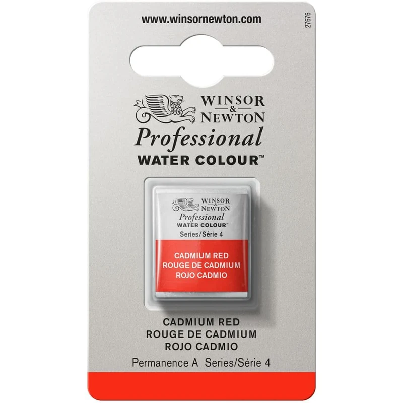 Tinta Aquarela Profissional Winsor & Newton Pastilha S4 S4 094 Cadmium Red