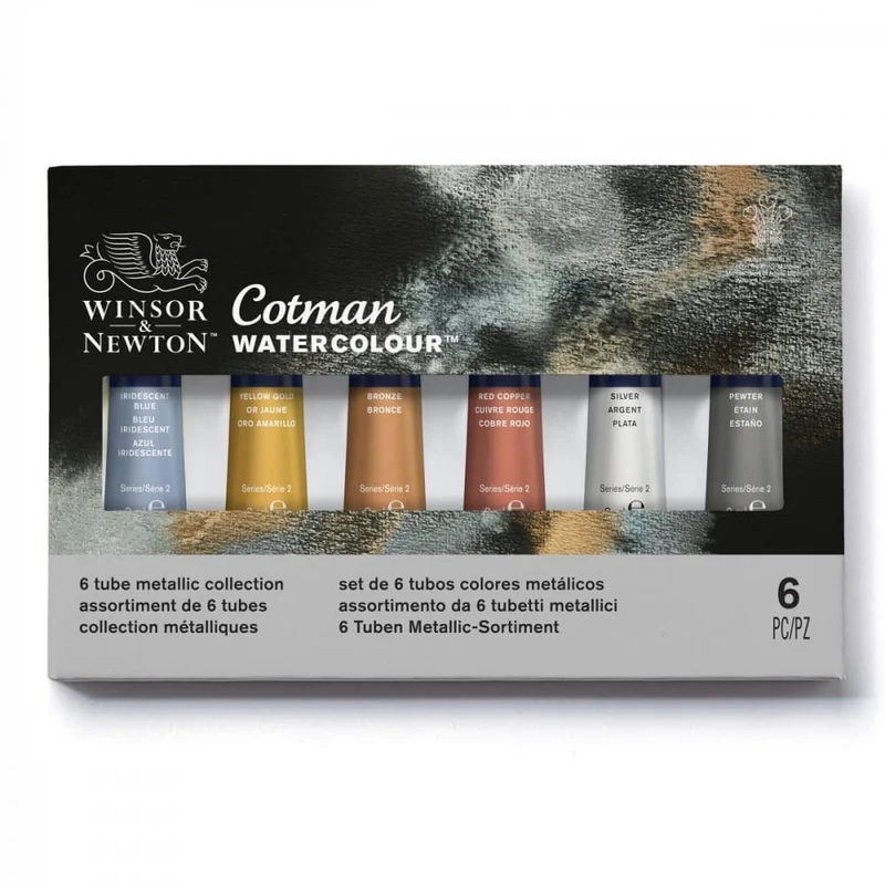 Estojo Tinta Aquarela em Tubo Winsor & Newton Cotman 6 Cores Metálicas