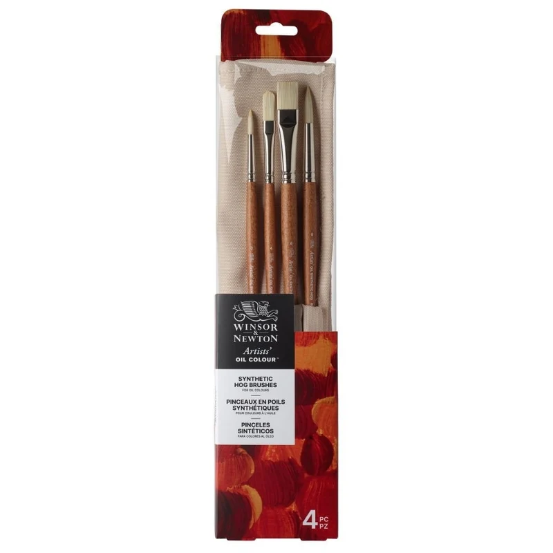 Kit Pincéis Para Óleo Winsor & Newton Profissional Sintéticos C/4 E Porta Pincel
