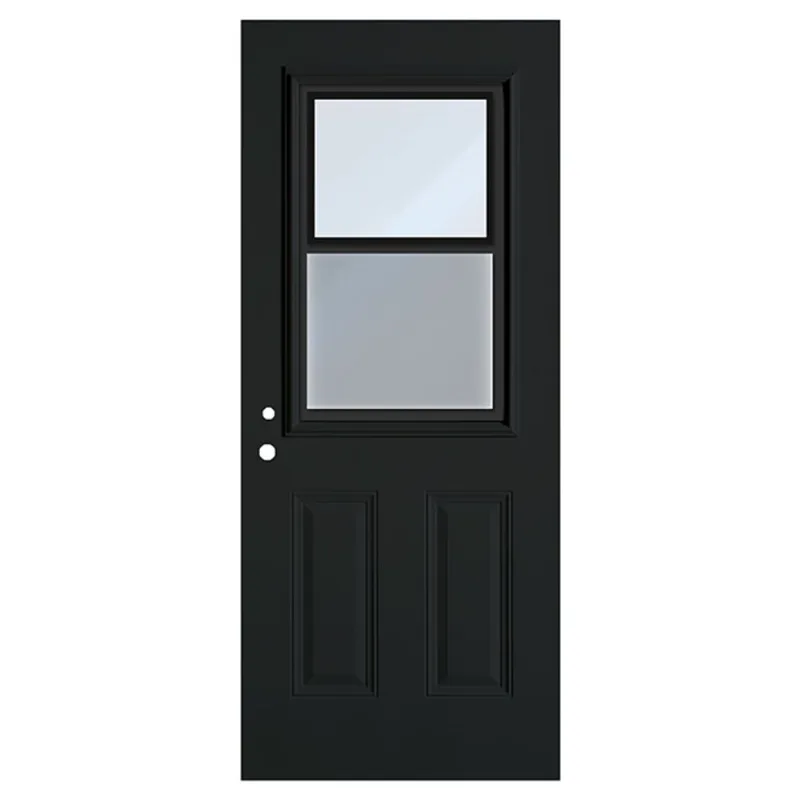 Dusco Doors Black Steel Entry Door ventlite and Righthand - 34 x 80 x 7-1/4-in