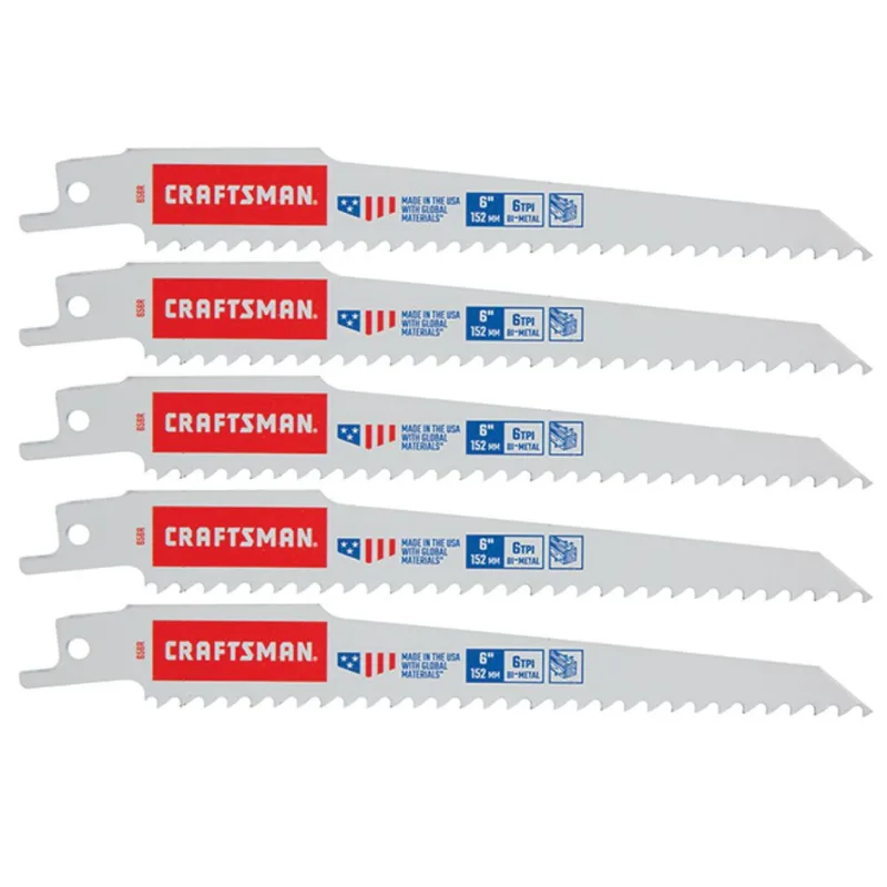 CRAFTSMAN Wood Cutting Reciprocating Saw Blades - 6-in L - 6 TPI - 5 Per Pack