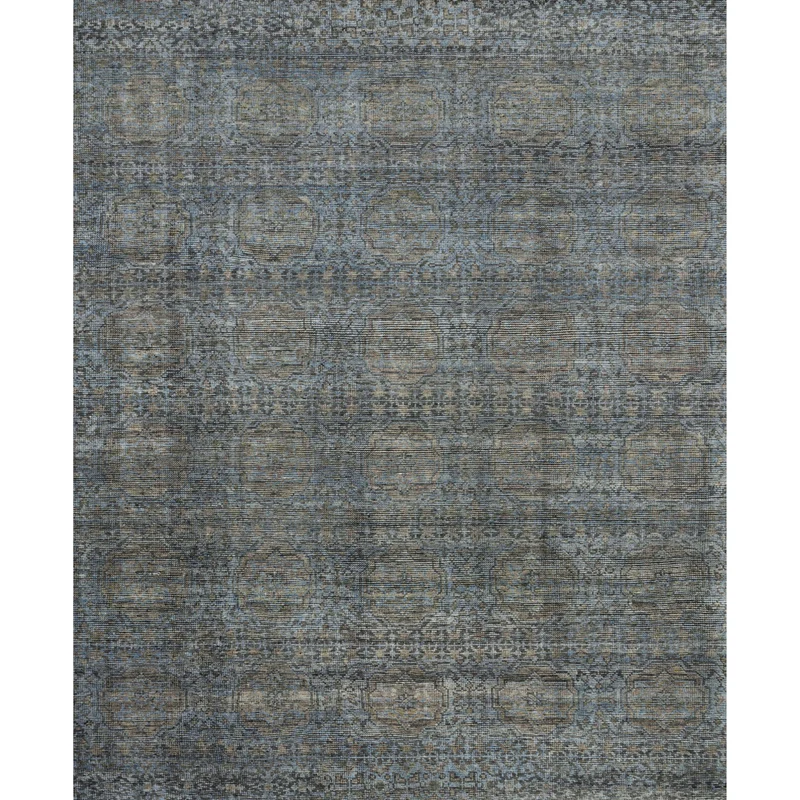 Amara AMM-05 Blue / Gold Area Rug 4' W X 6' L Rectangle
