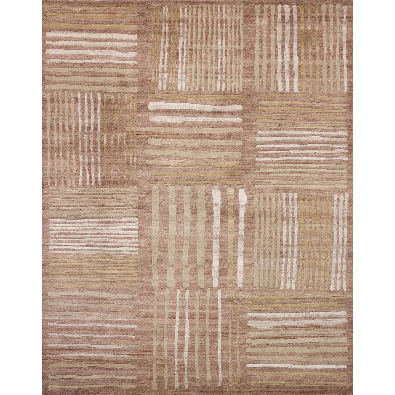 Nara NAR-05 Rose / Natural Area Rug 2'-6" W X 13'-6" L Runner