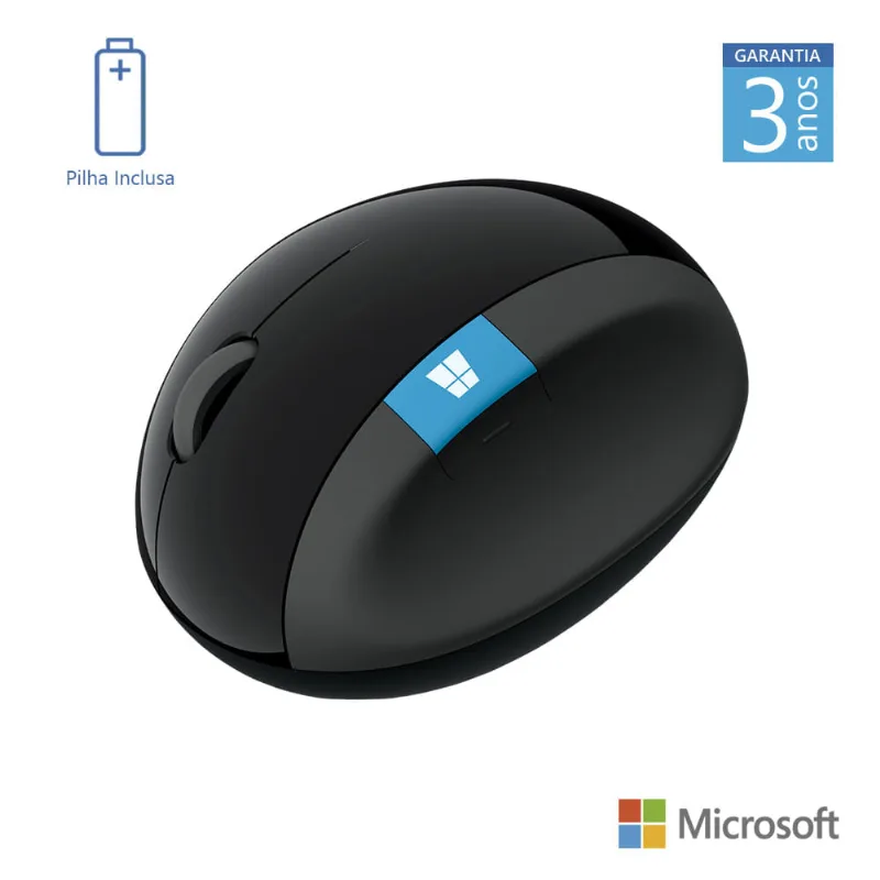 Mouse Ergonomic Sem Fio Usb Preto Microsoft - L6V00009 L6V00009