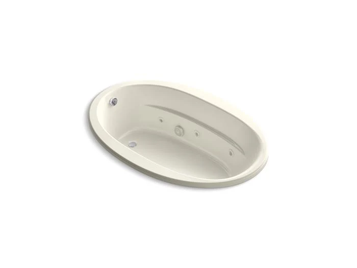 Kohler - Sunward 66 X 42 Inch Oval Flexjet Drop-In Heated Whirlpool Bath Biscuit