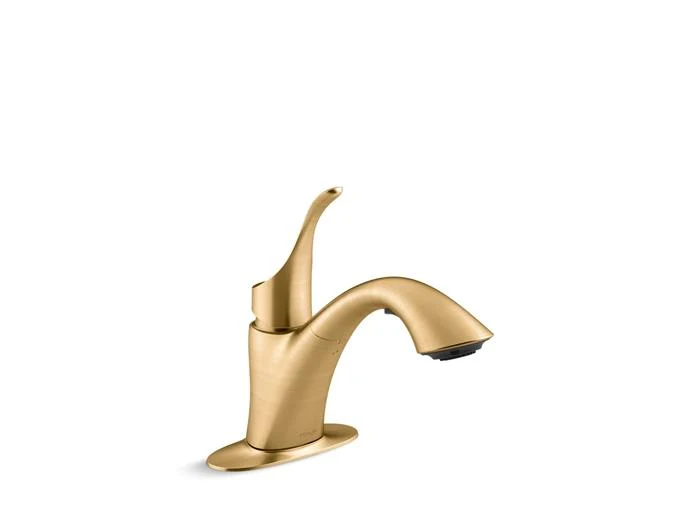 Kohler - Simplice Pull-Out Laundry And Utility Sink Faucet With Two-Function Sprayhead Vibrant Brushed Moderne Brass