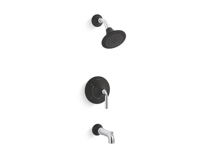 Kohler - Tone Rite-Temp Bath And Shower Trim 2.5 Gpm Polished Chrome W/Matte Black Accents