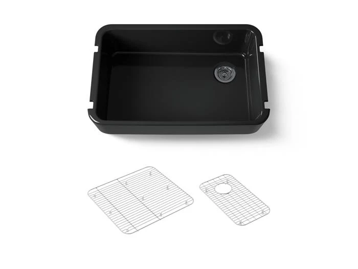 Kohler - Ironridge 34 Inch Undermount Single-Bowl Farmhouse Kitchen Sink Black Black