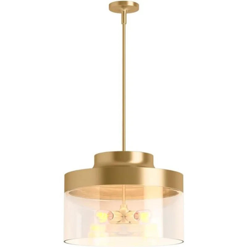 KOHLER Purist Brushed Brass Modern Clear Glass Cylinder LED Pendant Light