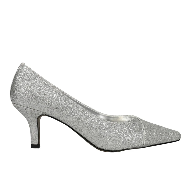 Chiffon Pointed Toe Kitten Heel Pumps 12 / Medium