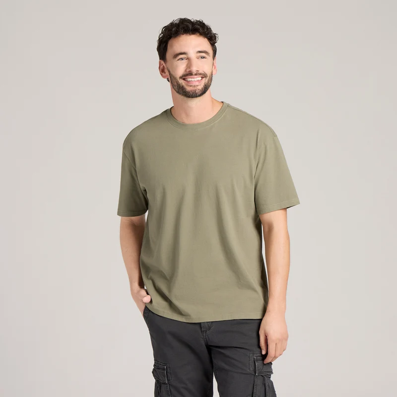 Men's Solid Short Sleeve Oversized Crusher Tee Moss Green / XL / Crusher