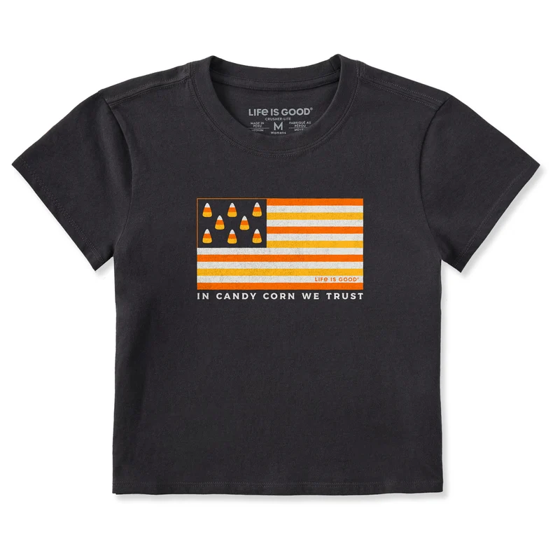 Women's In Candy Corn We Trust Crusher-LITE Shrunken Tee Faded Black / XS / Crusher-Lite