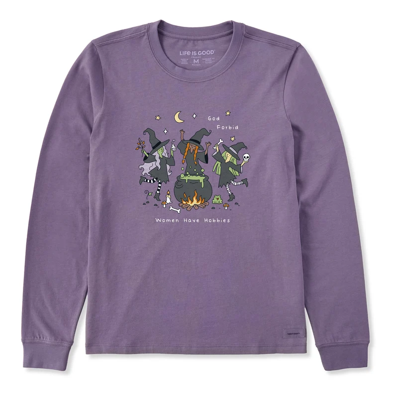Women's God Forbid Witchy Women Have Hobbies Long Sleeve Crusher Tee Dusk Purple / XXXL / Crusher