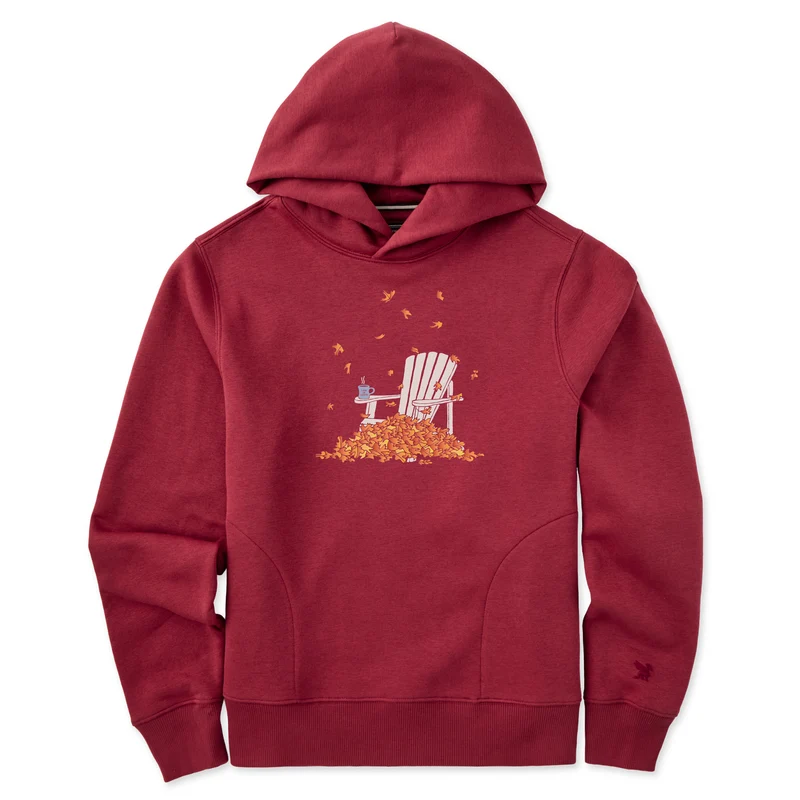 Women's Adirondack Leaf Pile Good Vibes Hoodie Cranberry Red / XXL / Midweight Fleece