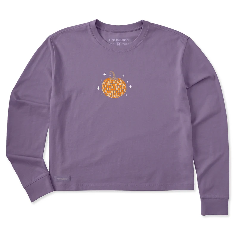 Women's Disco Pumpkin Long Sleeve Crusher Boxy Tee Dusk Purple / L / Crusher