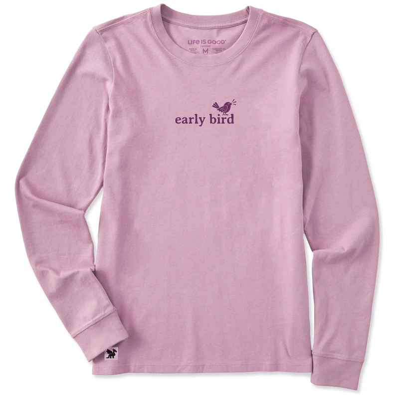 Women's Early Bird Simple Long Sleeve Crusher Tee Violet Purple / XXXL / Crusher