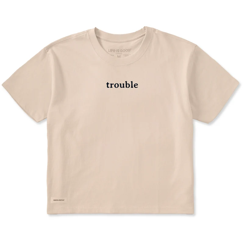 Women's Trouble Short Sleeve Crusher Boxy Tee Birch White / S / Crusher