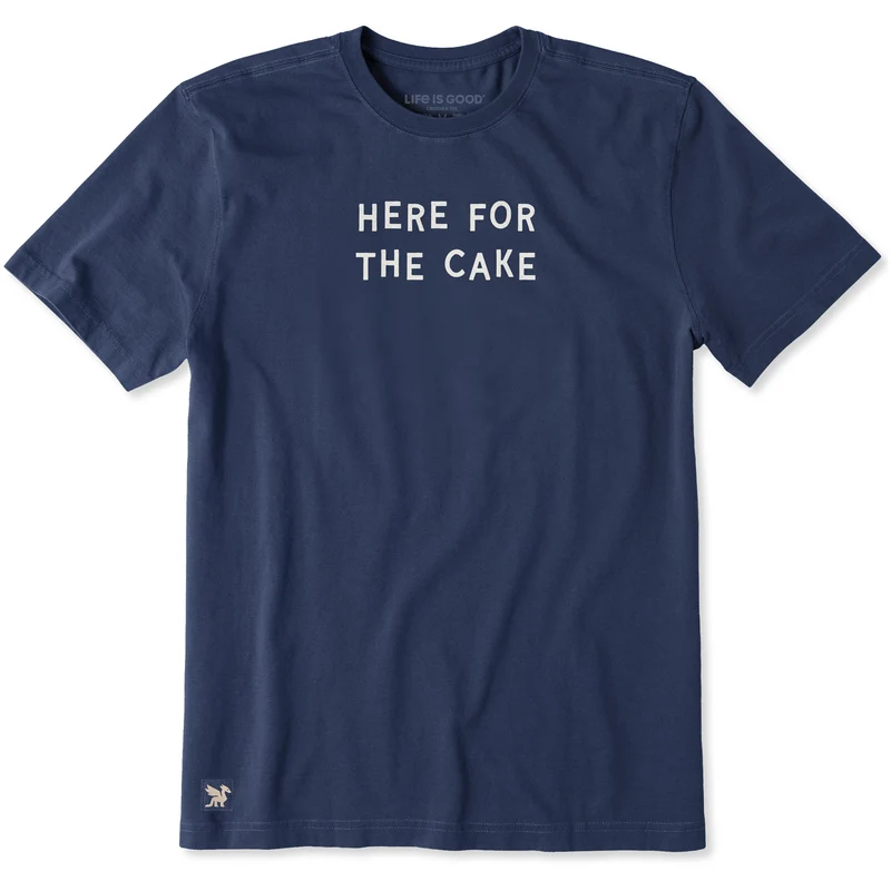 Men's Here for the Cake Jumble Short Sleeve Crusher Tee Darkest Blue / XL / Crusher