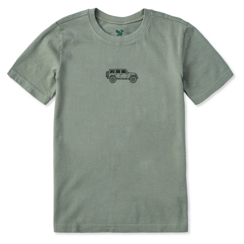 Kids 4x4 Vehicle Short Sleeve Crusher Tee Moss Green / L / Crusher