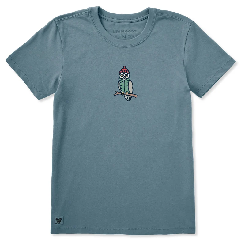 Women's Cozy Owl Short Sleeve Crusher Tee Slate Blue / XS / Crusher