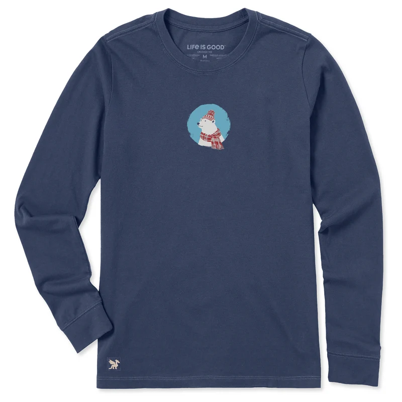 Women's Cozy Polar Bear Long Sleeve Crusher Tee Darkest Blue / M / Crusher