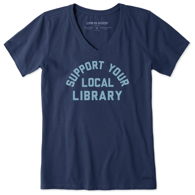 Women's Support Your Local Library Short Sleeve Crusher Vee Darkest Blue / XXXL / Crusher