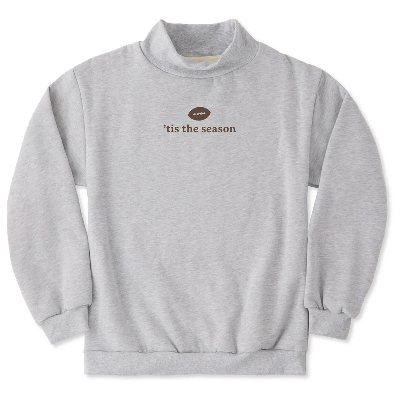Unisex Football Tis the Season Mock Neck Fleece Crew Heather Gray / S / Assortment Tops