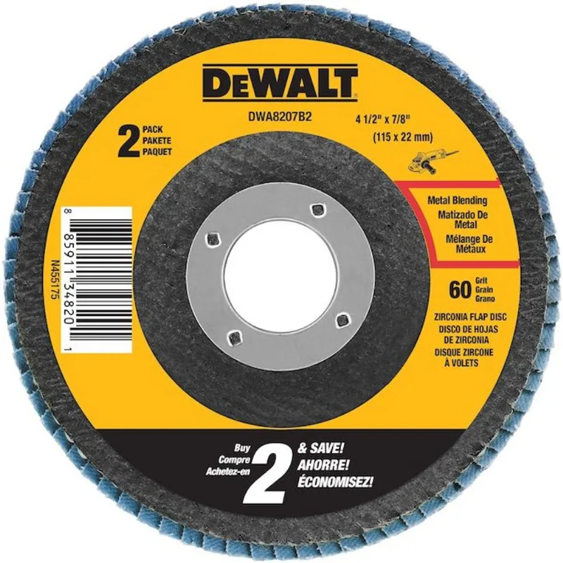 DEWALT ELITE Series Metal Zirconia Flap Disc for Angle Grinders - 4 1/2-in - 2-Pack