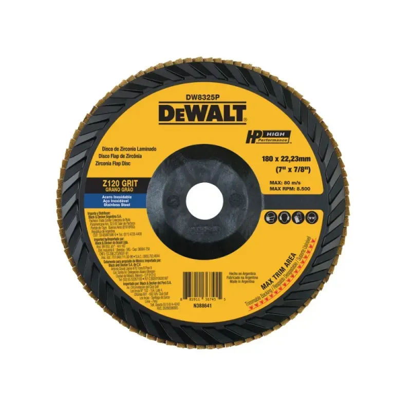Disco Flap Plástico Reto para Inox Grão 120 7" X 7/8" Dewalt